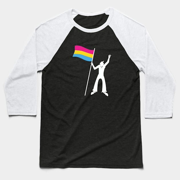 LGBTQ Bigfoot Rock On Progressive Pride Pansexual Flag Baseball T-Shirt by Sonyi